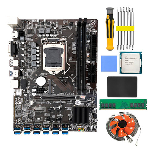 Placa Base Minera B250c Btc Con Cpu G3900+ventilador+8g Ddr4