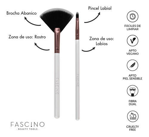 Imagen 6 de 12 de Set 12 Brochas Y Pinceles De Maquillaje Crueltyfree Fascino