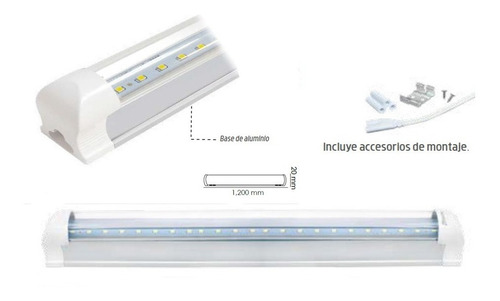 Luminario Led T8 Con Base Aluminio 16w Blanco Transparente