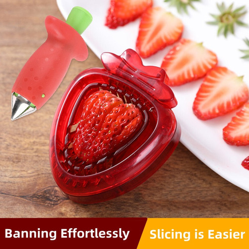 Cortadora De Fresas, Utensilio For Cortar Y Limpiar Frutas