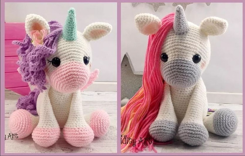 Patrón Crochet Amigurumi Unicornios 2x1 Inglés