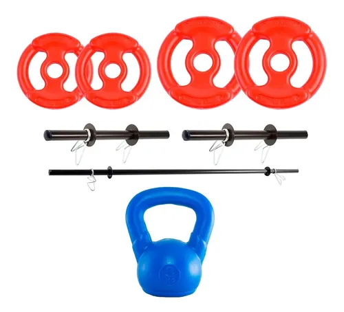 Kit Barra Mancuernas Sport Maniac Disco Pvc Pesa Rusa 20kg