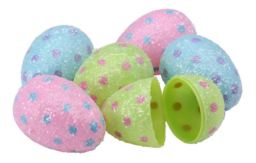 12 Huevos Plástico Para Pascua Para Rellenar Puntos Brillito