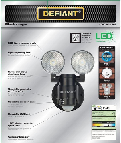 Defiant Dfi-5936-bk - Luz De Inundación Para Exteriores (180