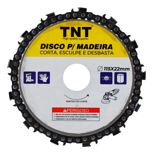 Disco Para Madeira Corrente Motosserra Rebolo Dentado 115x22