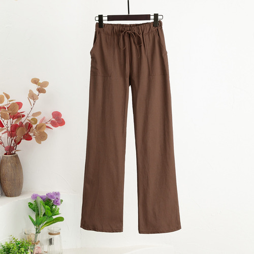 Pantalones Anchos Para Mujer Cintura Alta Elástica Cordón Co 