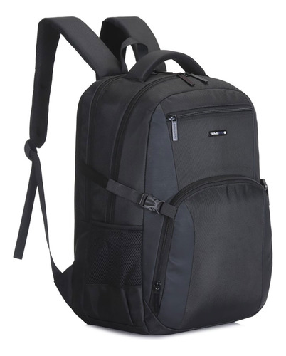 Mochila Travel Tech Portanotebook Reforzada Unisex Uni Color Negro Diseño De La Tela Lisa