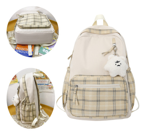 Mochila Campus Para Niñas, Bandolera Plaid Element