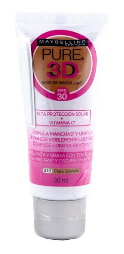 Imagen 1 de 5 de Base De Maquillaje Maybelline Pure Makeup 3d X 30 Ml