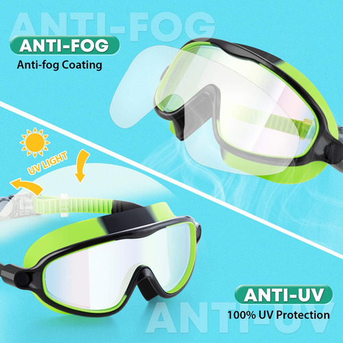 Gafas De Natacion Portzon Wide View, Unisex Para Ninos An...