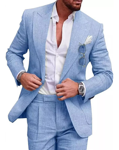 Traje Grande De Lino Con 1 Botón, Juego De 2