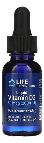 Vitamina D3 líquida Life Extension 50 mcg (2000 UI) 29,57 ml
