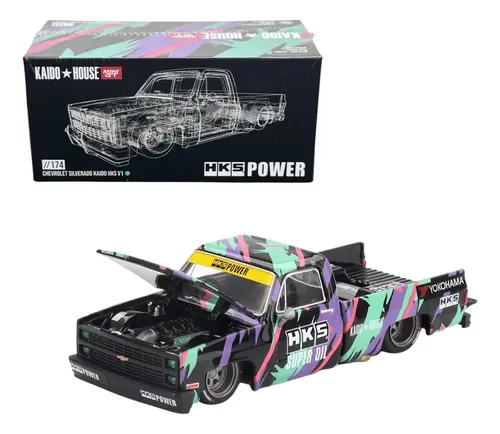 街道ハウス HKS POWER Silverado V1 チェイスカー Miniatura Chevrolet Silverado Kaido House HKS V1 da Mini GT
