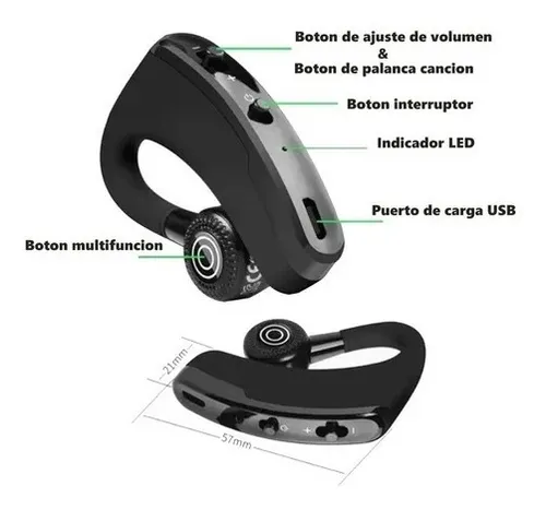 Auriculares inalámbrico Bluetooth 5.0, Negro metalizado, Dual Iphone y  Android –