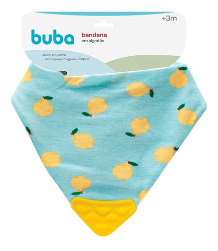 Babador Bandana Frutti Com Mordedor Buba Cor AZUL LIMÃO Limão
