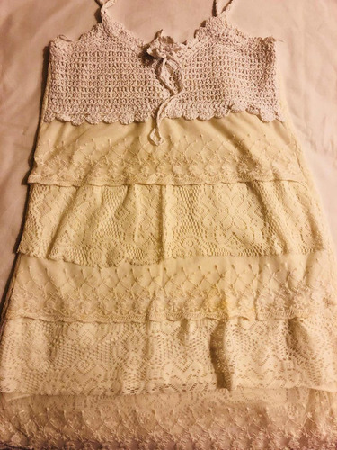 Vestido Volados Crochet Y Encaje