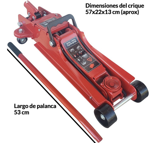 Imagen 3 de 9 de Crique Carrito Gato Hidráulico 2.5 T Slim Reforzado Auto 4x4