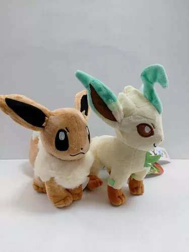 Eevee Evoluções Kit com 2 Pelúcias Pokemon Eevee e Leafeon - Manú