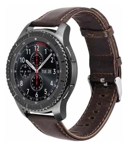 Correa De 22mm Para Galaxy Watch De Piel Calidad Premium D10 Color Marrón Oscuro