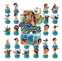 Comprar Kit Fiesta Cumpleaños Moana Letrero Cupcake Toppers