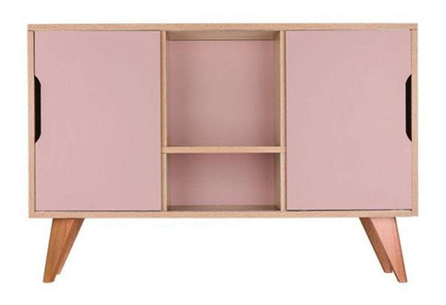 Balcão Buffet Com 2 Portas Carvalho E Rosa Claro