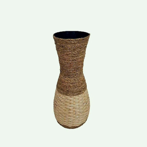 Florero Jarrón Grande Importado Yute Bamboo 60 Cm