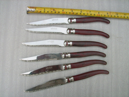 Lote 6 Cuchillos De Mesa Franceses Laguiole Z40c 13 Trempe (Usado)