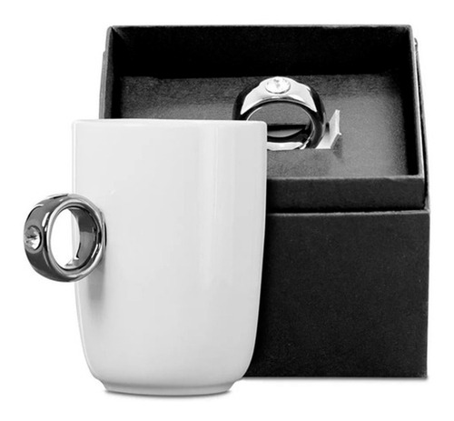 Imagen 5 de 5 de Taza Imprortada Ceramica Anillo Compromiso Hype Con Piedrita