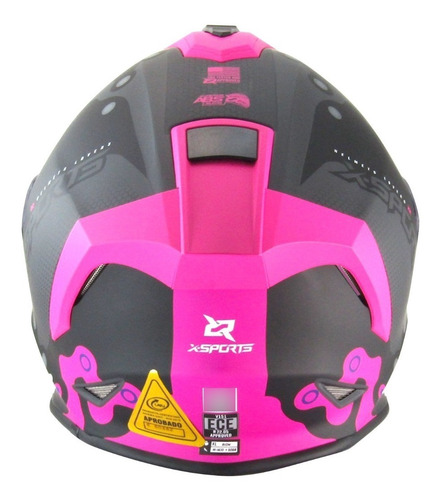Imagen 5 de 10 de Casco Moto Negro Rosado V151 X Sports - Gkmotos.uy