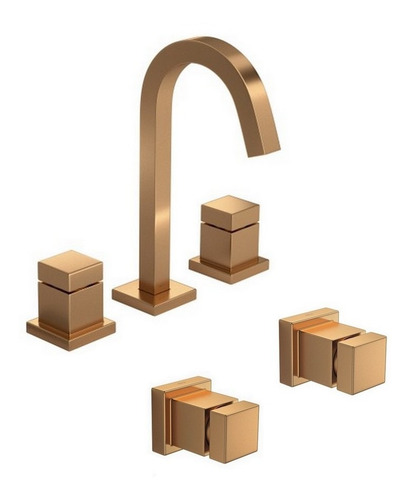 Kit Misturador E 02 Acabamentos Cubo Gold Matte Deca