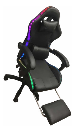 Silla Reclinable Giratoria Ergonómica Rgb Descansapies Gamer