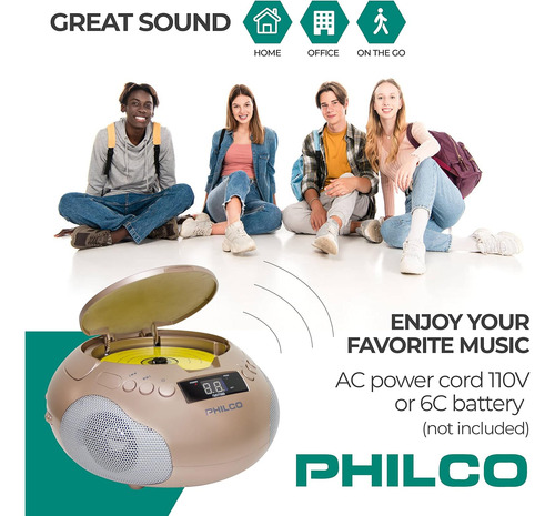 Reproductor De Cd Philco Radio Am-fm, Rosa Dorado