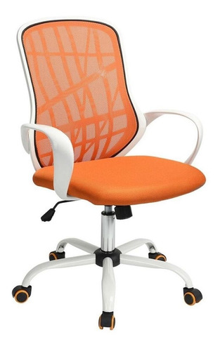 Silla de escritorio ADS Desert ergonómica  naranja y blanca con tapizado de mesh