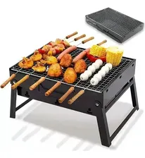 Parrilla Asador Plegable Carbón Exterior Portátil Acero Inoxidable Selectshop Negro