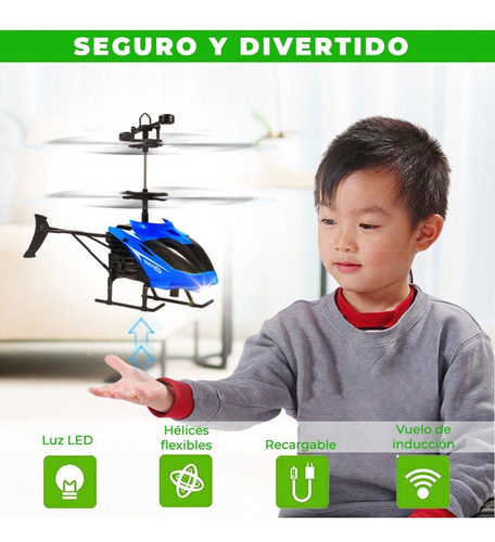 Juguete Dron Helicóptero Control Sensor Recargable Color Azul Ele-Gate