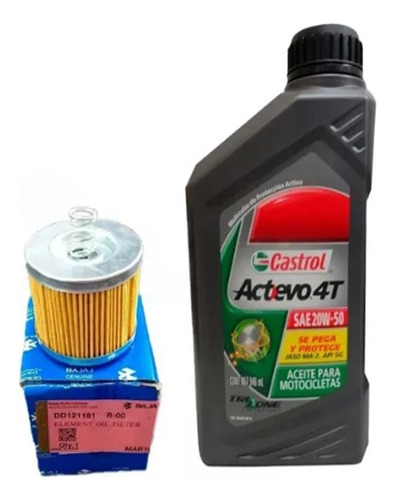 Kit Aceite Castrol Y Filtro V15 135 Bm 150 Ns 125 Orig Bajaj