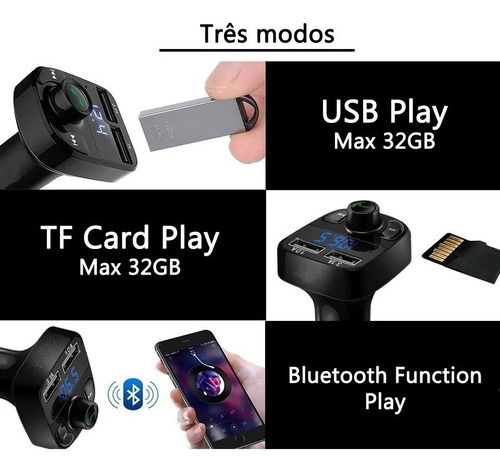 Imagem 3 de 5 de Carregador Carro X8 Bluetooth Veicular Mp3 Rádio