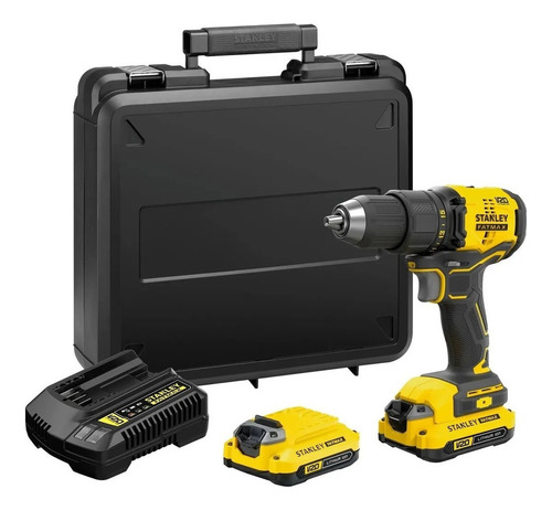 Taladro Atornillador 13mm 20v + 2 Baterías Y Maleta Stanley Amarillo 50 Hz/60 Hz