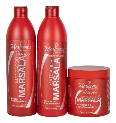 Kit Marsala Maycrene 500 Ml Cada  ( Shamp + Cond + Másc )