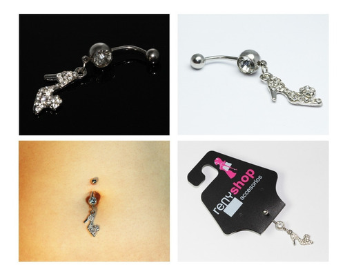 Piercing Ombligo Zapatilla Plateado Envio Gratis Pie90