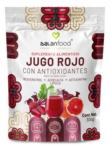 Jugo Rojo Con Antioxidantes Resveratrol Astaxantina Reds 