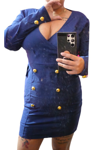 Vestido Tipo Blazer Celine Azul