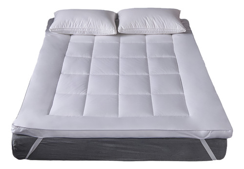 Cubrecolchón Topper Ultra Acolchado 2 Plazas Color Blanco