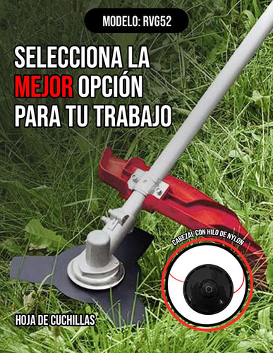 Desbrozadora Gasolina 52cc 25hp Multifuncional Con Accesorio