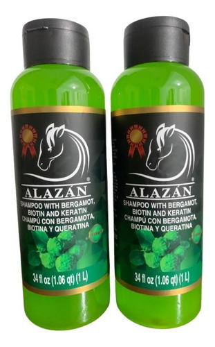 Shampoo De Bergamota Alazán, Duo Pack 2 Pz. De 1 Lt