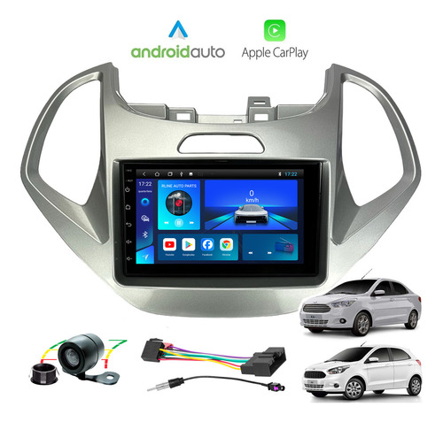 Kit Central Multimidia Android Ford Ka 2014 A 2018 Prata