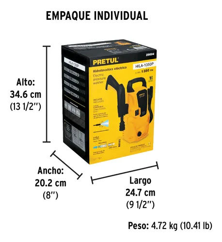 Hidrolavadora Eléctrica 1.6 Hp 1350 Psi Pretul 120 V 288 L/h