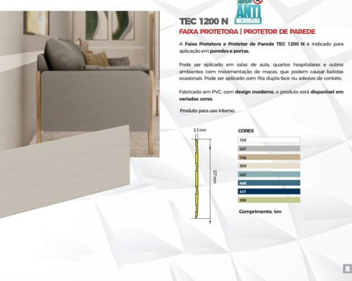 Protetor De Parede Pvc Tec 1200n Verde 288