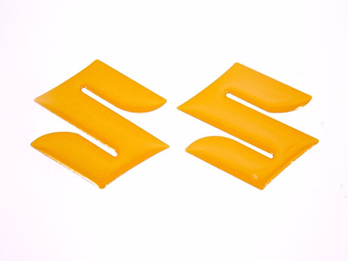 Emblema Adesivo Resinado Logo Tanque Suzuki  Dourado Par