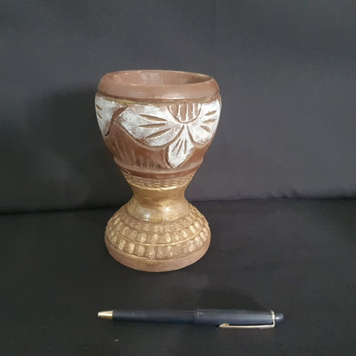 Imagem 8 de 9 de Vaso Copo Pilão Madeira Esculpido Antigo 17x11cm 550g Raro